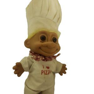 Vintage Russ 5" Chef Troll I Love Pizza Yellow Hair